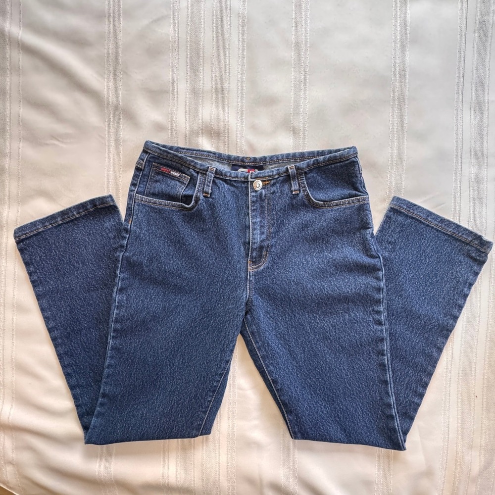 Great Weber Womens Straight Leg Jeans Dark Wash Stretch Denim Size 32
